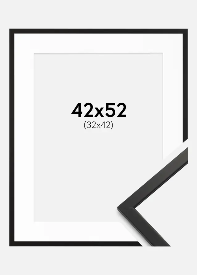 Cadre Edsbyn Noir 42x52 cm - Passe-partout Blanc 33x43 cm