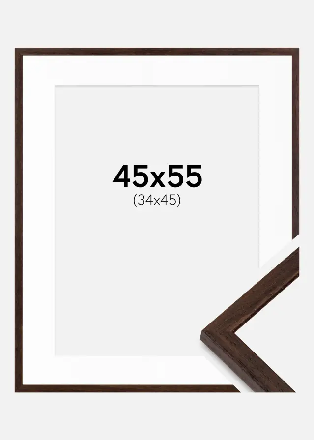 Cadre Edsbyn Noyer 45x55 cm - Passe-partout Blanc 35x46 cm