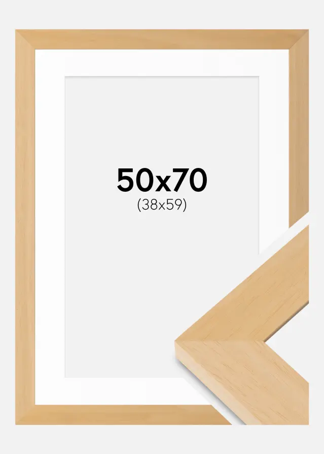 Cadre Juno Bois 50x70 cm - Passe-partout Blanc 39x60 cm