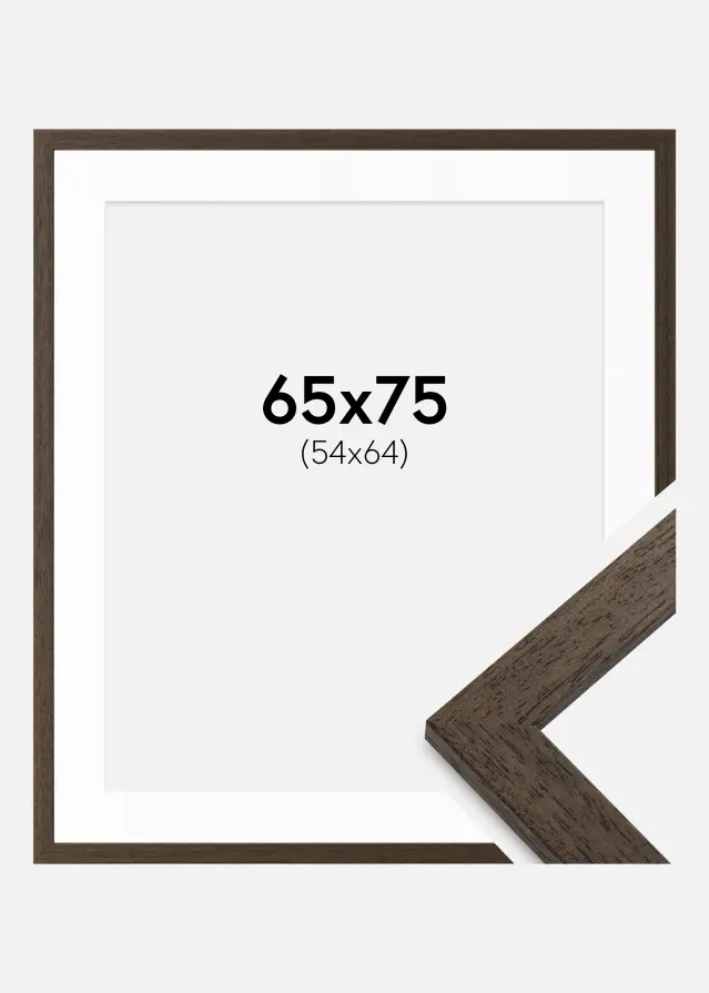 Cadre Marron bois 65x75 cm - Passe-partout Blanc 55x65 cm