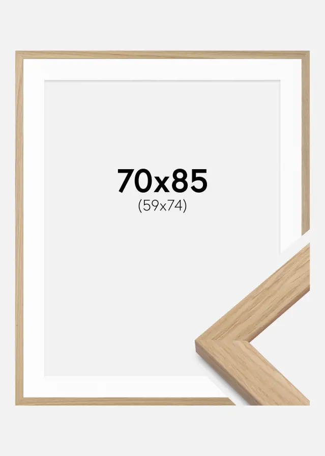 Cadre chêne bois 70x85 cm - Passe-partout Blanc 60x75 cm