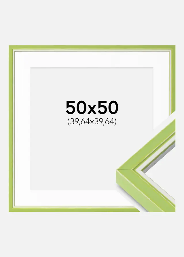 Cadre Diana Vert Clair 50x50 cm - Passe-partout Blanc 16x16 inches