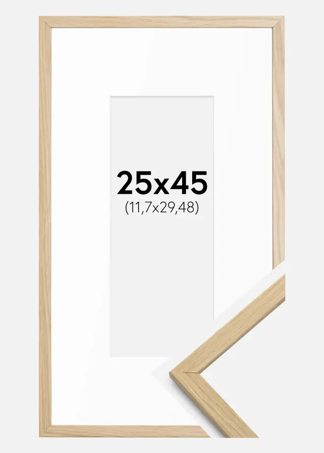 Cadre Edsbyn Chêne 25x45 cm - Passe-partout Blanc 5x12 inches