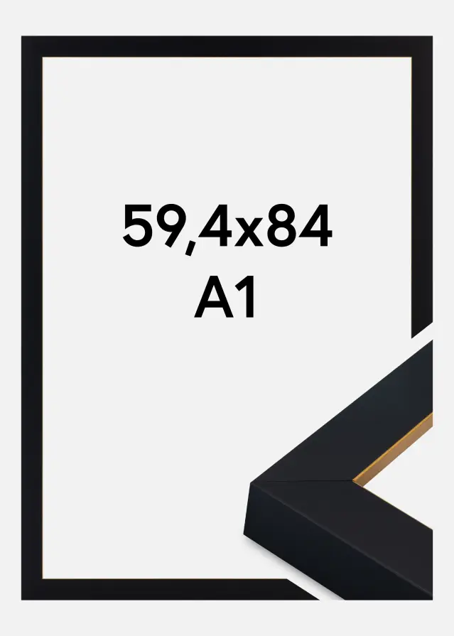 Cadre Sussex Verre Acrylique Noir/Or 59,4x84 cm (A1)