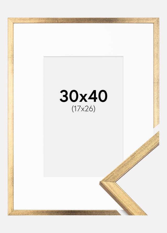 Cadre Galant Or 30x40 cm - Passe-partout Blanc 18x27 cm
