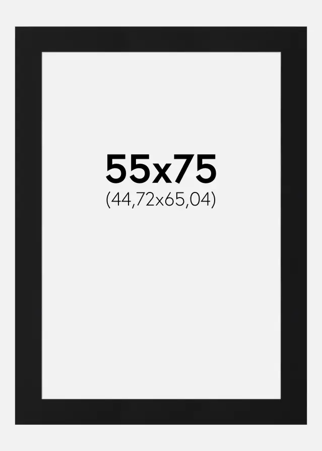 Passe-partout Noir Standard (noyau blanc) 55x75 cm (44,72x65,04)