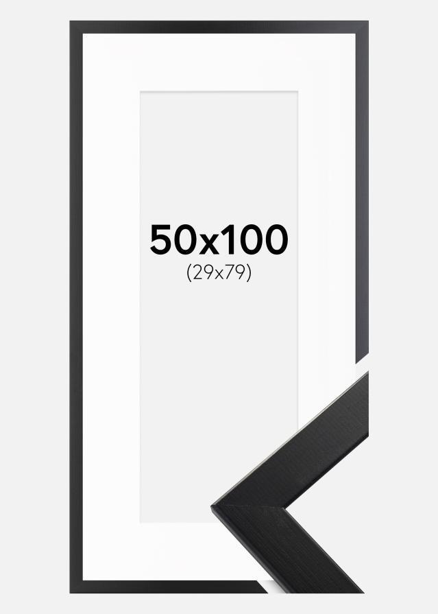 Cadre Trendline Noir 50x100 cm - Passe-partout Blanc 30x80 cm