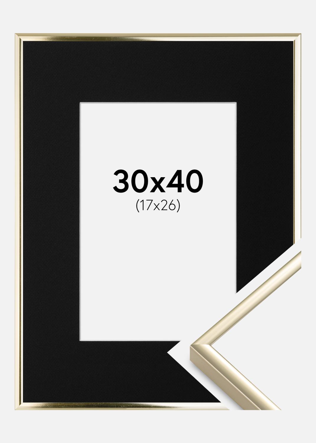 Product Image for Cadre Aluminium Brillant Or 30x40 cm - Passe-partout Noir 18x27 cm