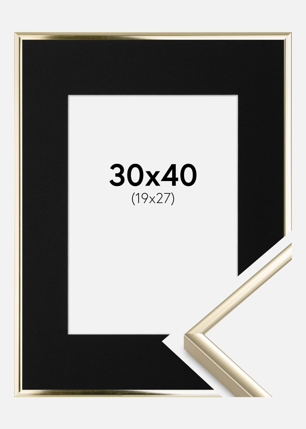 Product Image for Cadre Aluminium Brillant Or 30x40 cm - Passe-partout Noir 20x28 cm