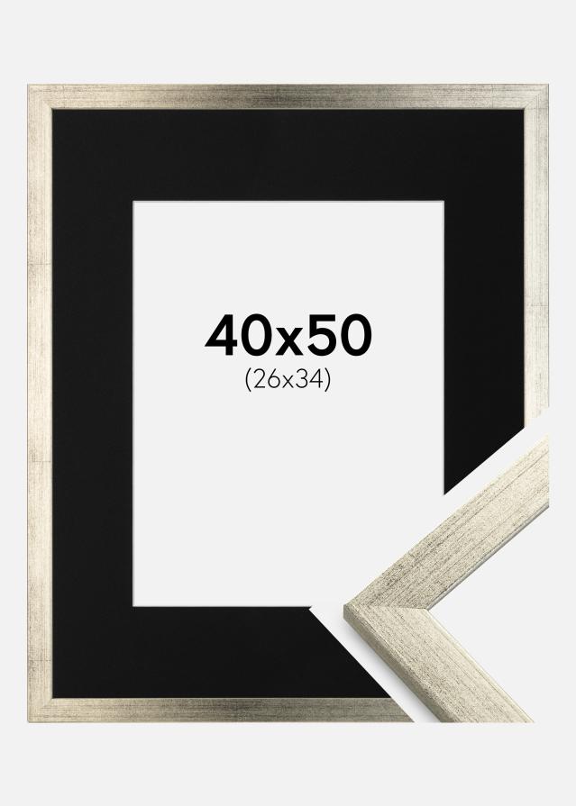 Cadre Stilren Argent 40x50 cm - Passe-partout Noir 27x35 cm