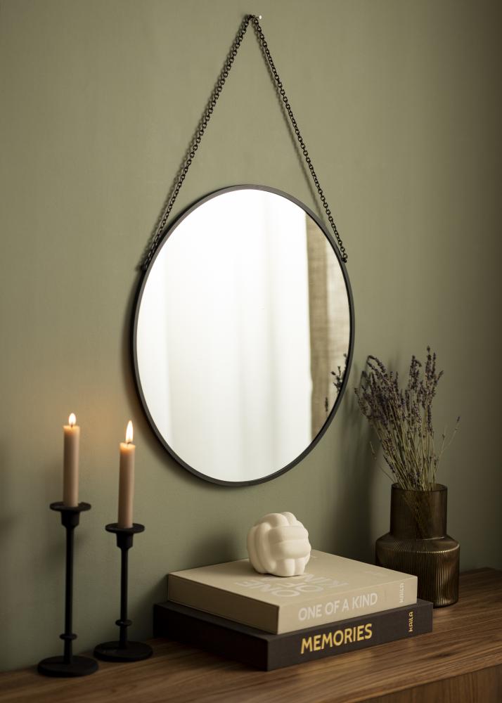 Miroir rond Modern Noir 51 cm Ø