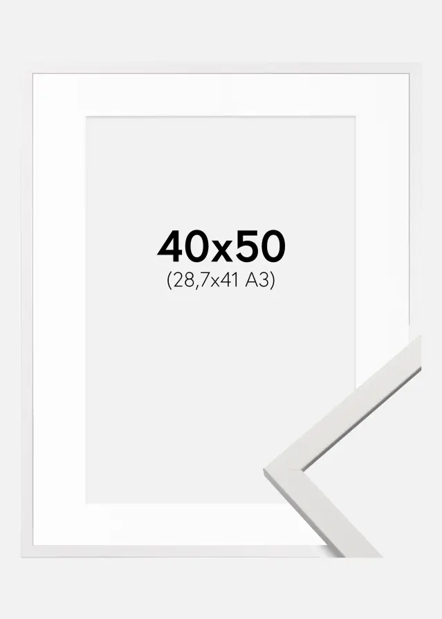 Cadre Edsbyn Blanc 40x50 cm - Passe-partout Blanc 29,7x42 cm (A3)