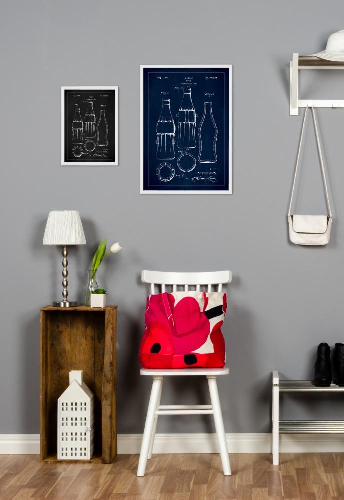 Dessin de brevet - Bouteille Coca Cola - Bleu Poster