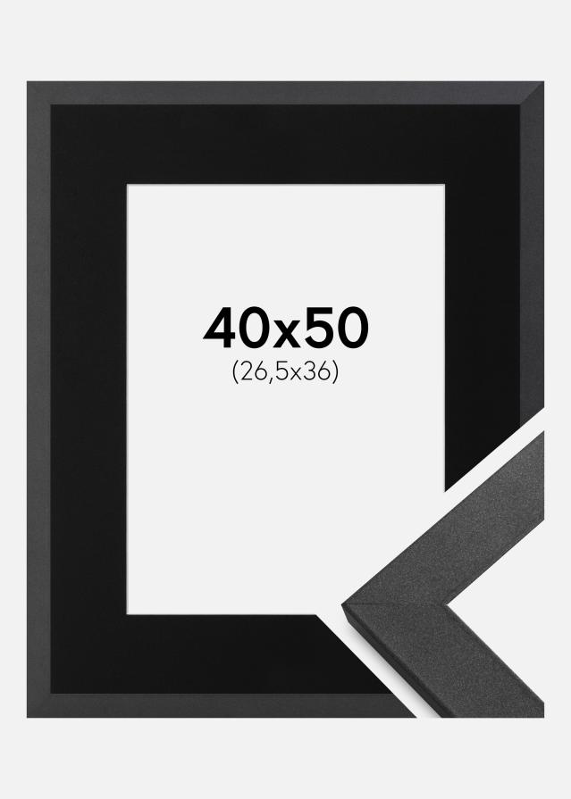 Cadre Graphite Wood 40x50 cm - Passe-partout Noir 27,5x37 cm