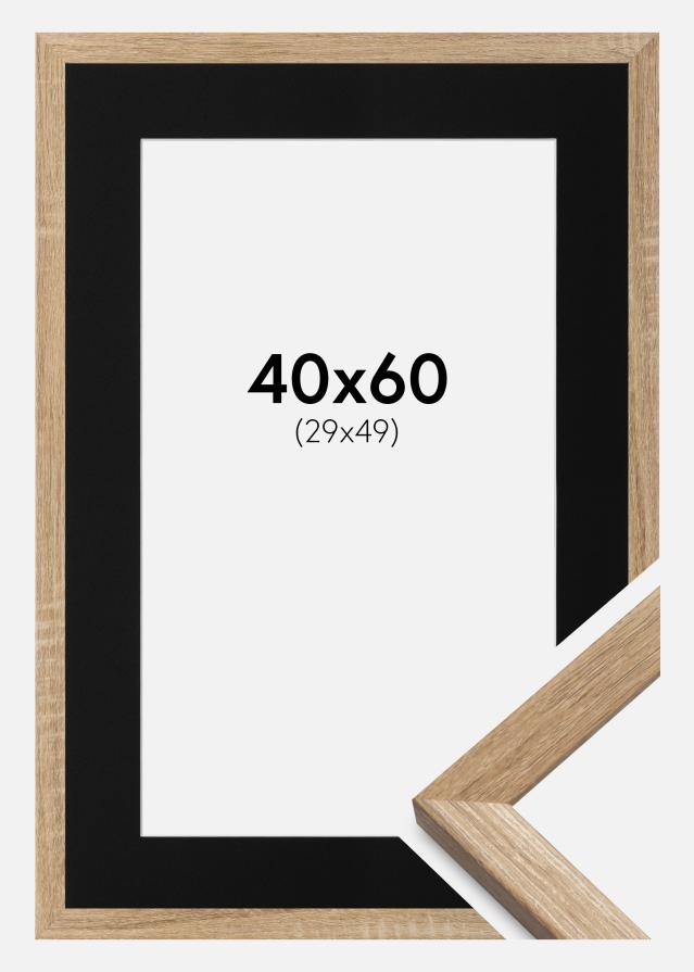 Cadre Fiorito Chêne Clair 40x60 cm - Passe-partout Noir 30x50 cm