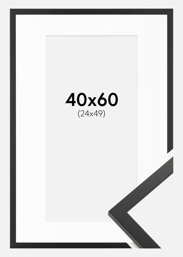 Cadre Trendy Noir 40x60 cm - Passe-partout Blanc 25x50 cm