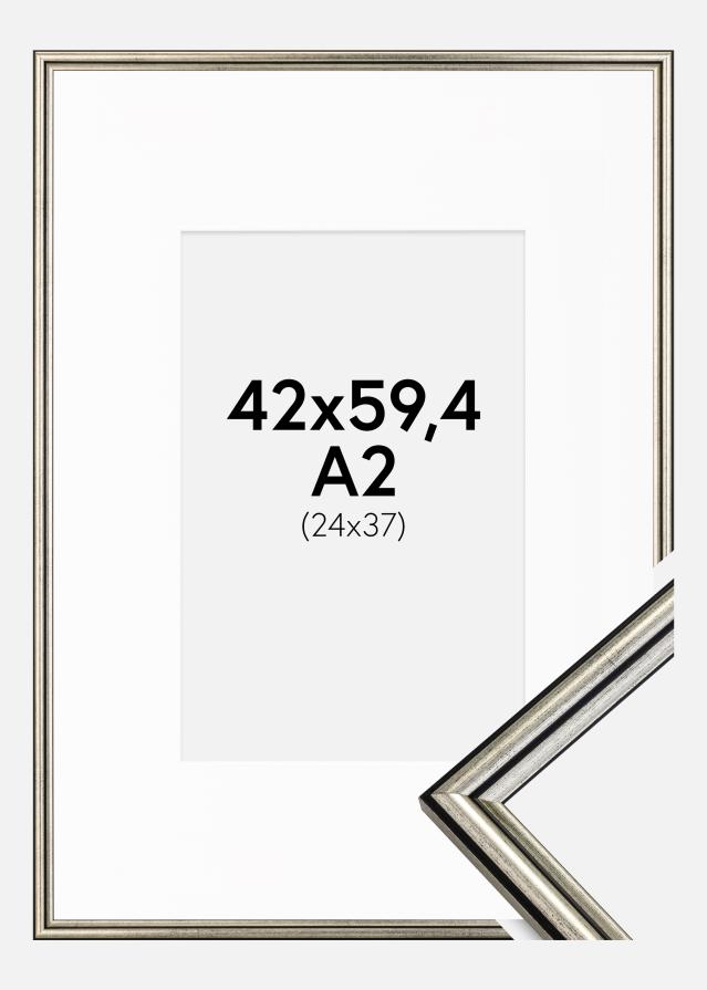 Cadre Horndal Argent 42x59,4 cm (A2) - Passe-partout Blanc 25x38 cm