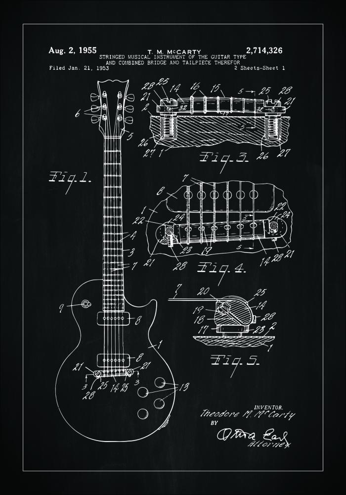 Dessin de brevet - Guitare électrique I - Noir Poster