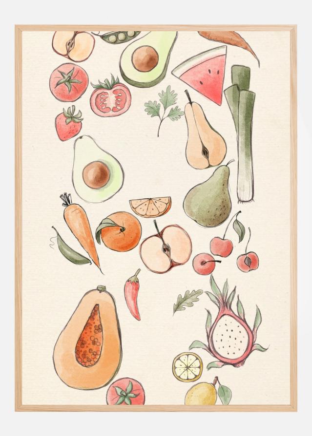 Tropical Vegetable illustration Poster