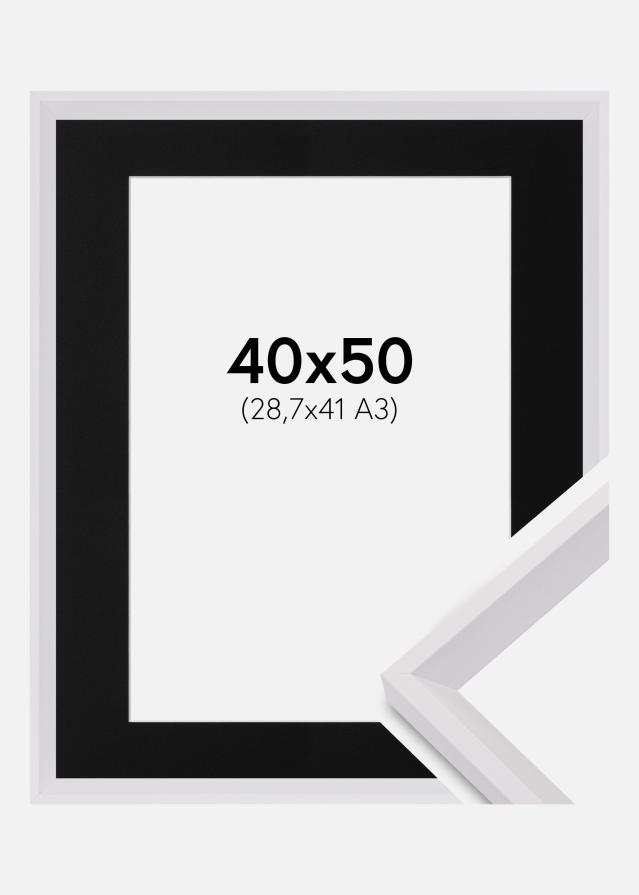 Cadre Globe Blanc 40x50 cm - Passe-partout Noir 29,7x42 cm