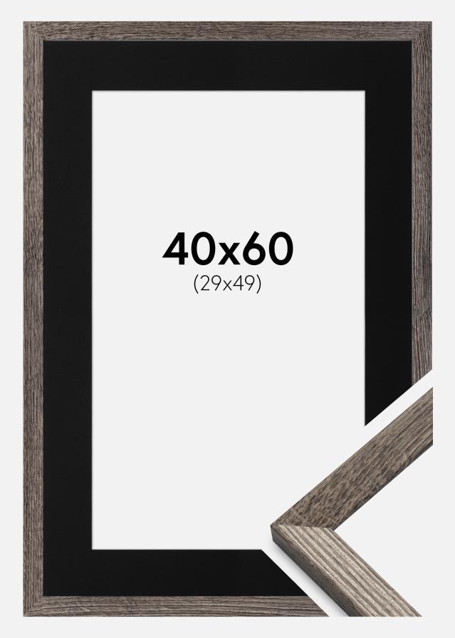 Cadre Fiorito Noyer 40x60 cm - Passe-partout Noir 30x50 cm