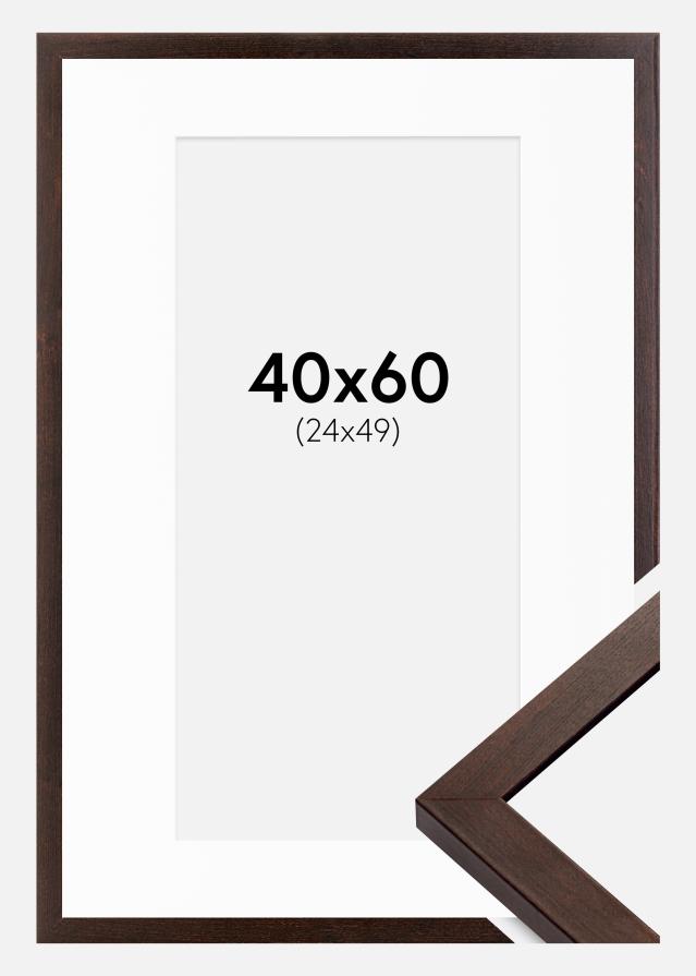 Cadre Selection Noyer 40x60 cm - Passe-partout Blanc 25x50 cm