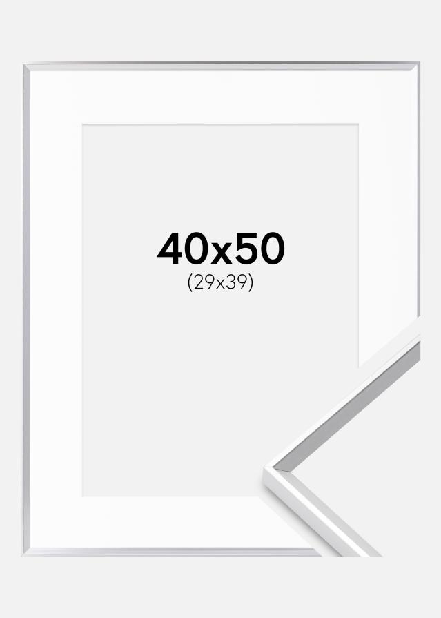 Cadre Desire Argent 40x50 cm - Passe-partout Blanc 30x40 cm