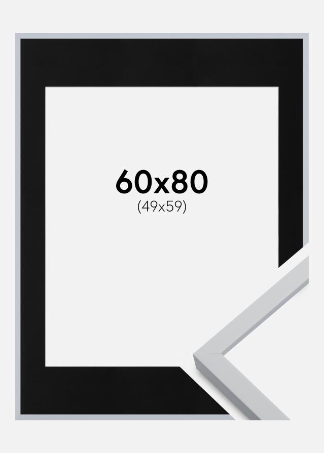 Cadre Oslo Blanc 60x80 cm - Passe-partout Noir 50x60 cm