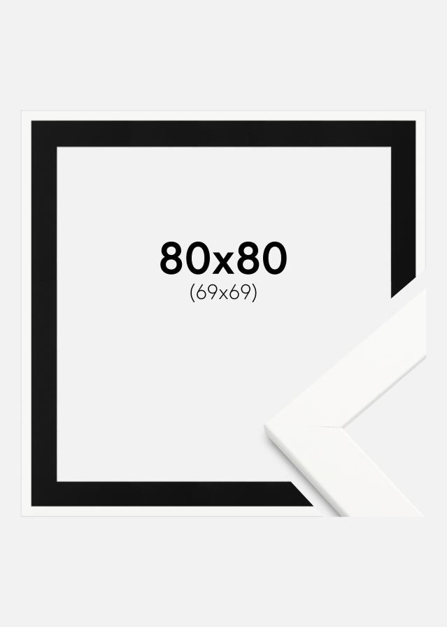 Cadre Trendline Blanc 80x80 cm - Passe-partout Noir 70x70 cm