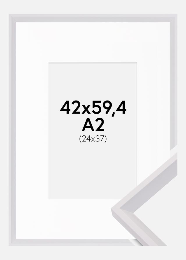 Cadre Globe Blanc 42x59,4 cm (A2) - Passe-partout Blanc 25x38 cm