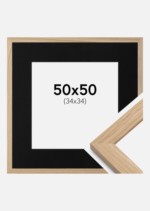 Cadre Oak Wood 50x50 cm - Passe-partout Noir 35x35 cm