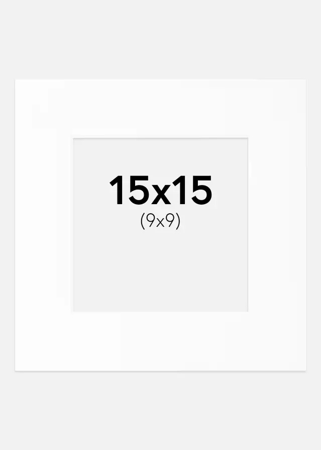 Passe-partout Blanc Standard (noyau blanc) 15x15 cm (9x9)