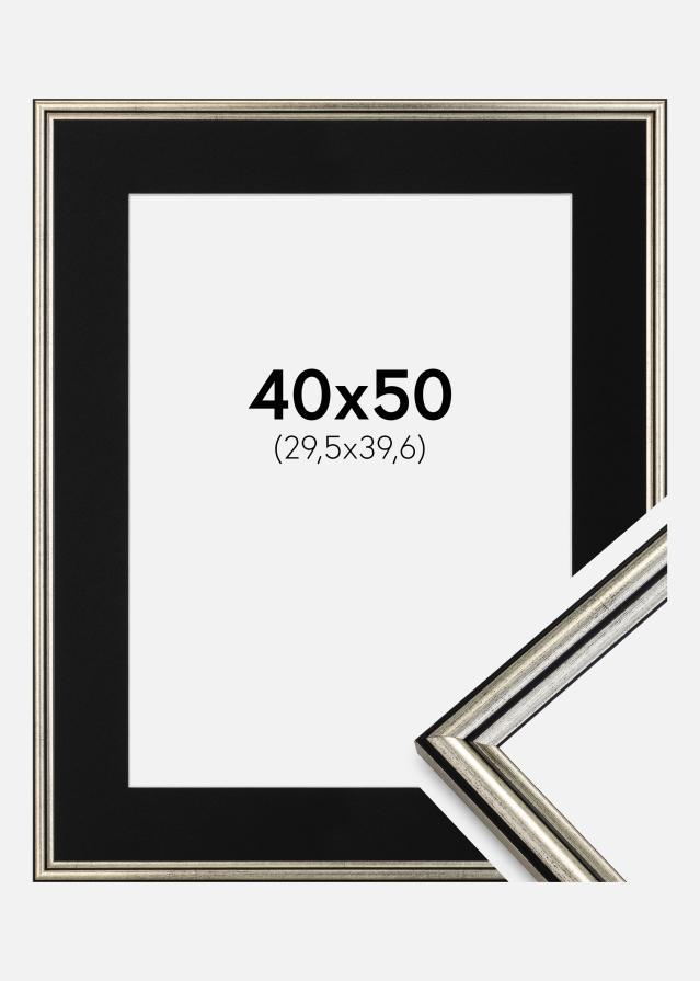 Cadre Horndal Argent 40x50 cm - Passe-partout Noir 12x16 pouces