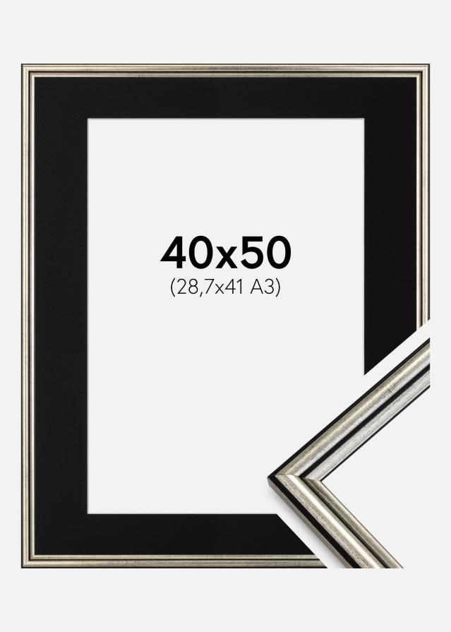 Cadre Horndal Argent 40x50 cm - Passe-partout Noir 29,7x42 cm