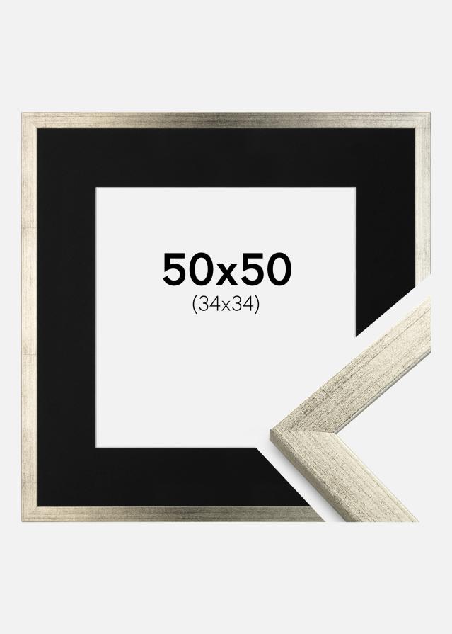 Cadre Stilren Argent 50x50 cm - Passe-partout Noir 35x35 cm