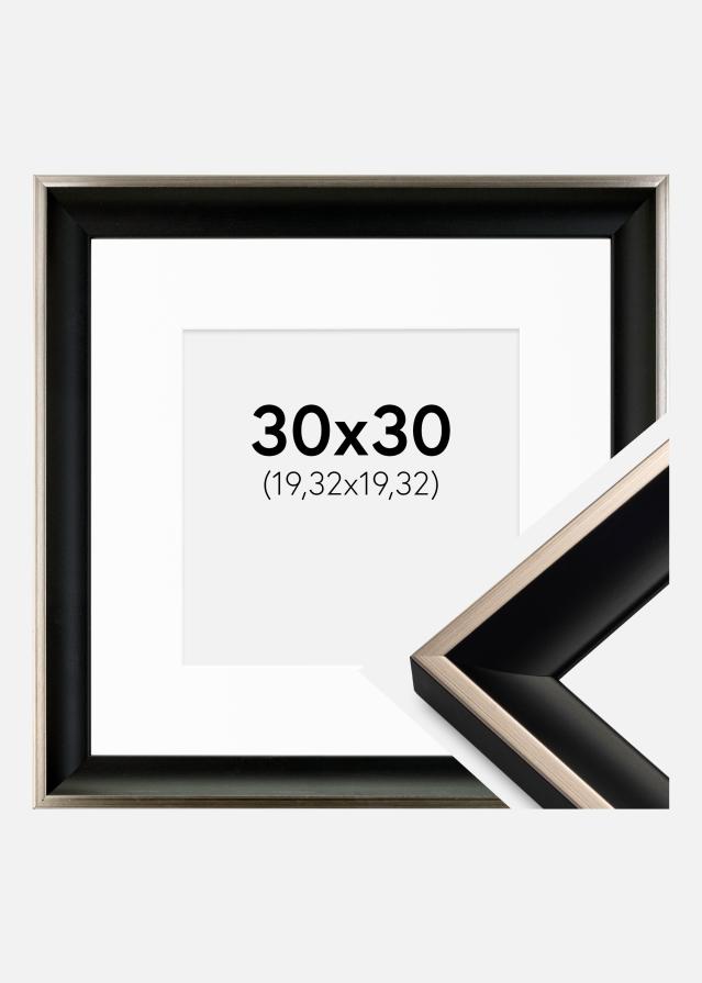 Cadre Öjaren Noir-Argent 30x30 cm - Passe-partout Blanc 8x8 inches