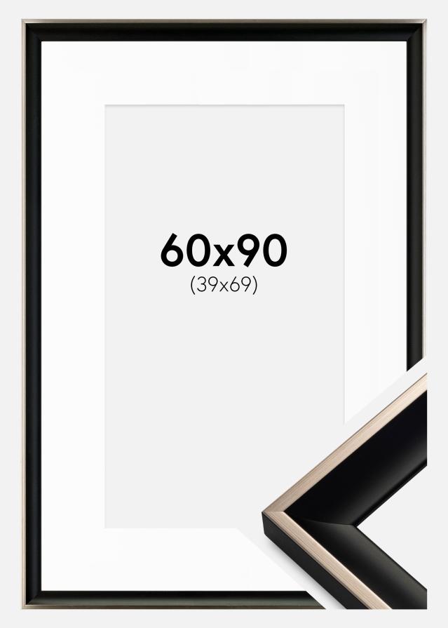 Cadre Öjaren Noir-Argent 60x90 cm - Passe-partout Blanc 40x70 cm