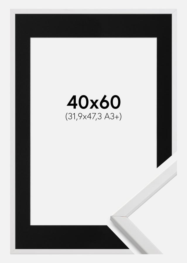 Cadre Galant Blanc 40x60 cm - Passe-partout Noir 32,9x48,3 cm (A3+)