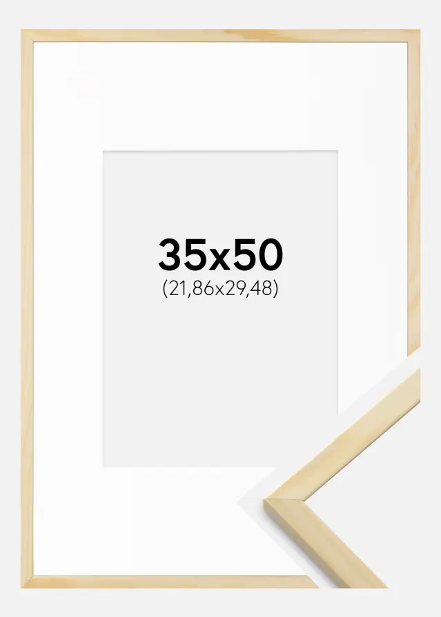 Cadre Galant Pin 35x50 cm - Passe-partout Blanc 9x12 pouces