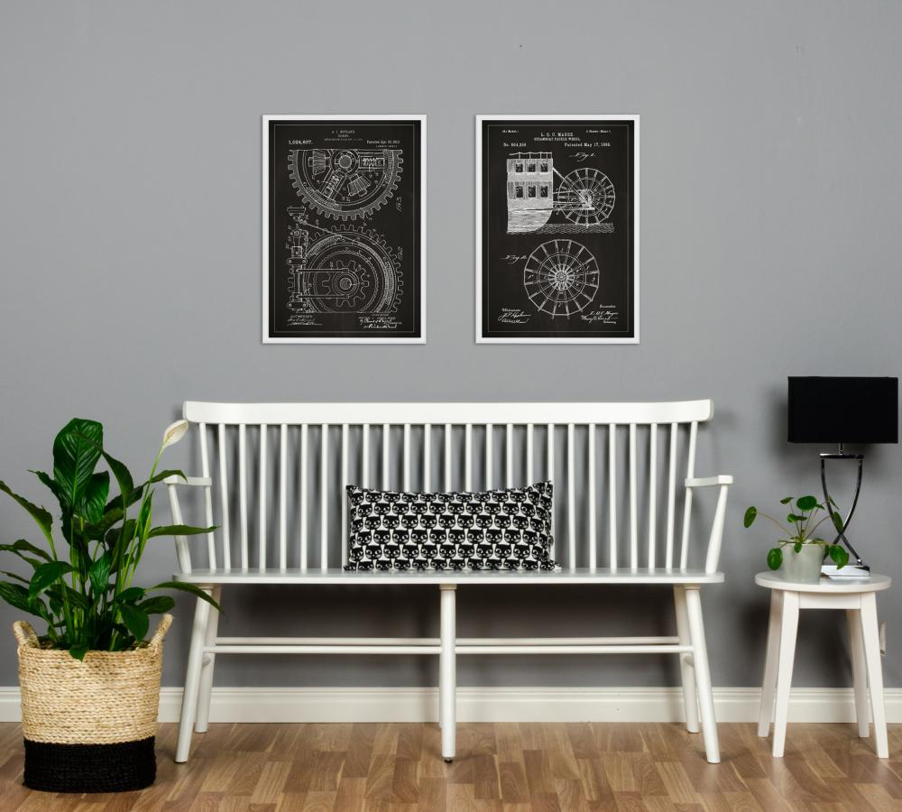 Dessin de brevet - Engrenage - Noir Poster