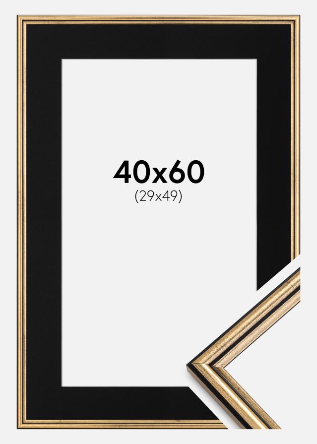 Cadre Horndal Or 40x60 cm - Passe-partout Noir 30x50 cm