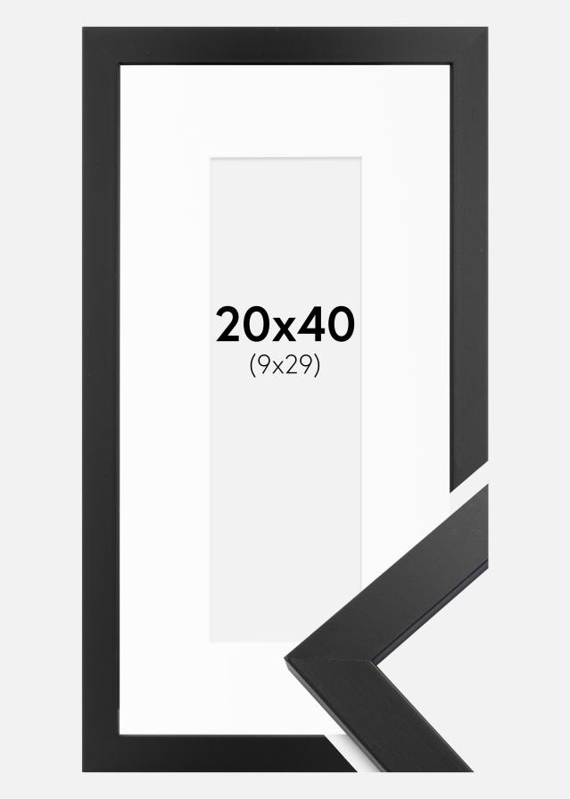 Cadre Black Wood 20x40 cm - Passe-partout Blanc 10x30 cm