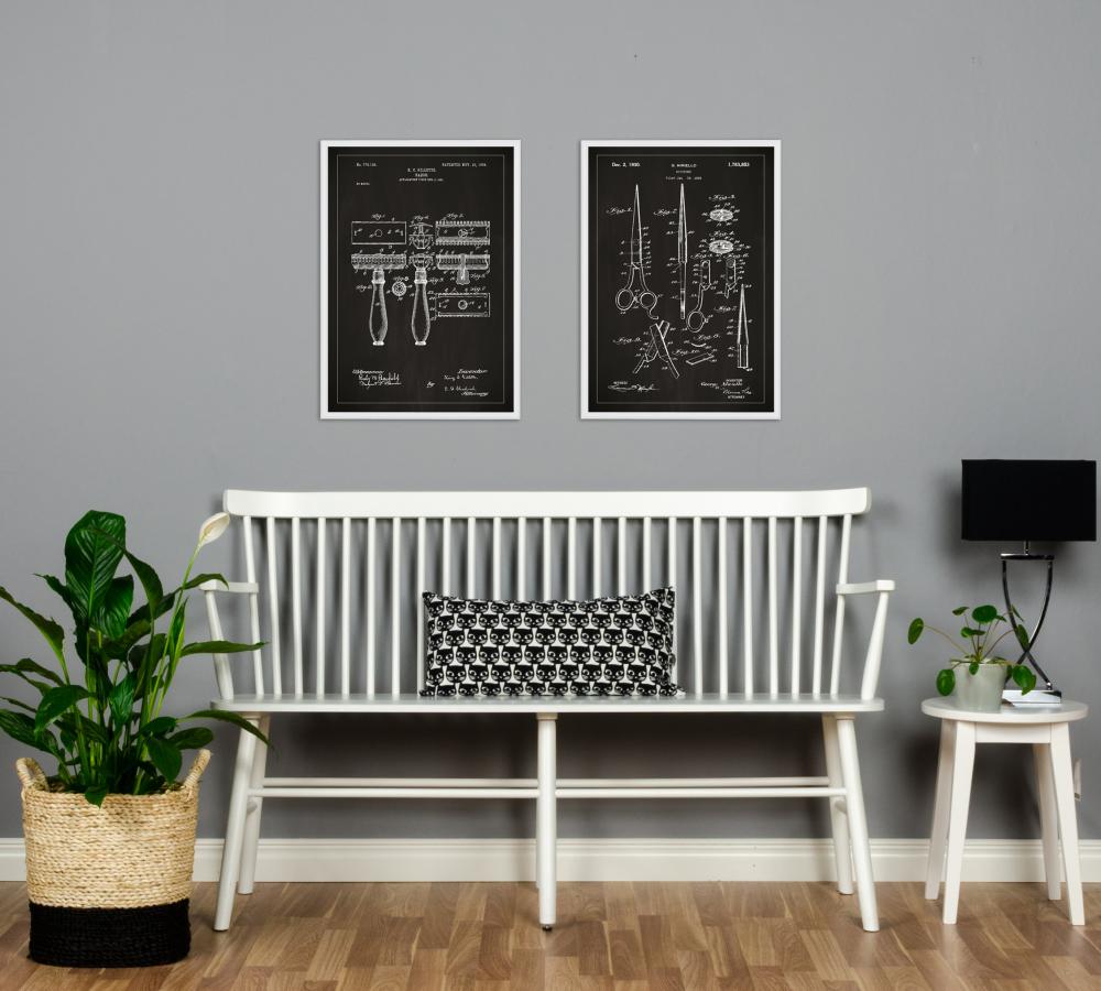 Dessin de brevet - Ciseau - Noir Poster