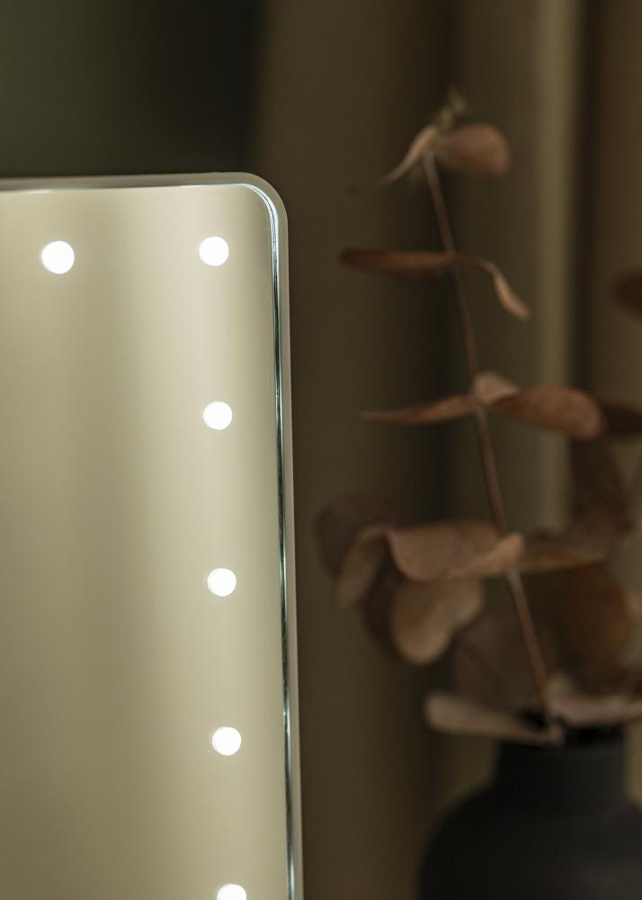 KAILA Miroir de maquillage LED m. Haut-parleur Bluetooth Blanc 18x30 cm