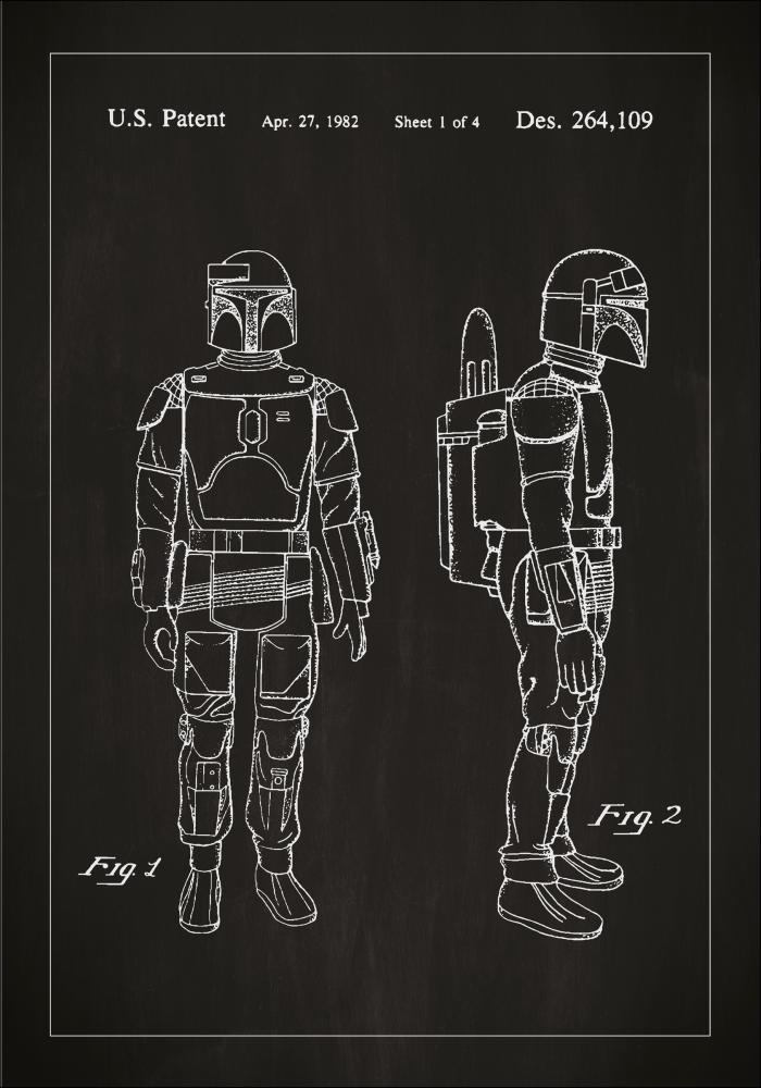 Dessin de brevet - Star Wars - Boba Fett - Noir Poster