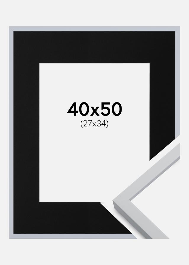 Cadre Oslo Blanc 40x50 cm - Passe-partout Noir 28x35 cm