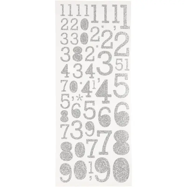 Focus Glitterstickers Argent Numbers
