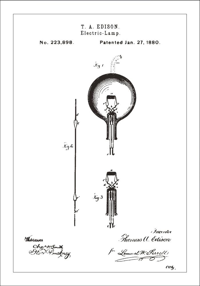 Dessin de brevet - Ampoule à incandescence B - Blanc Poster