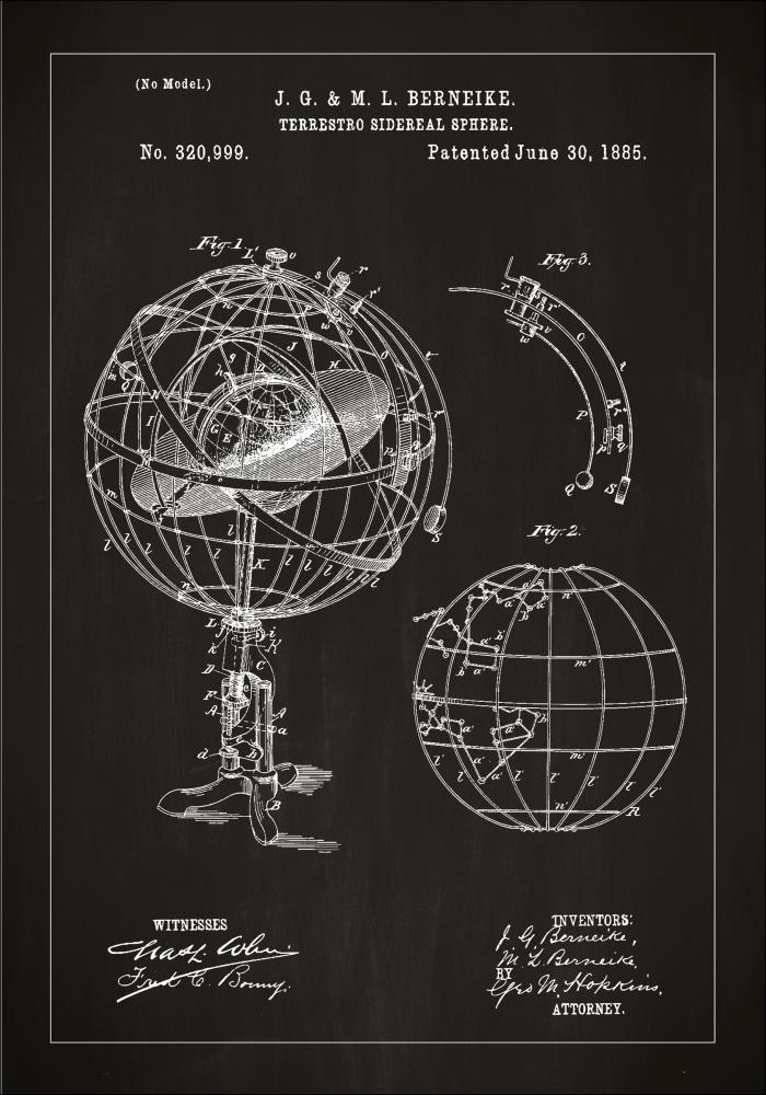 Dessin de brevet - Modèle astronomique - Noir Poster