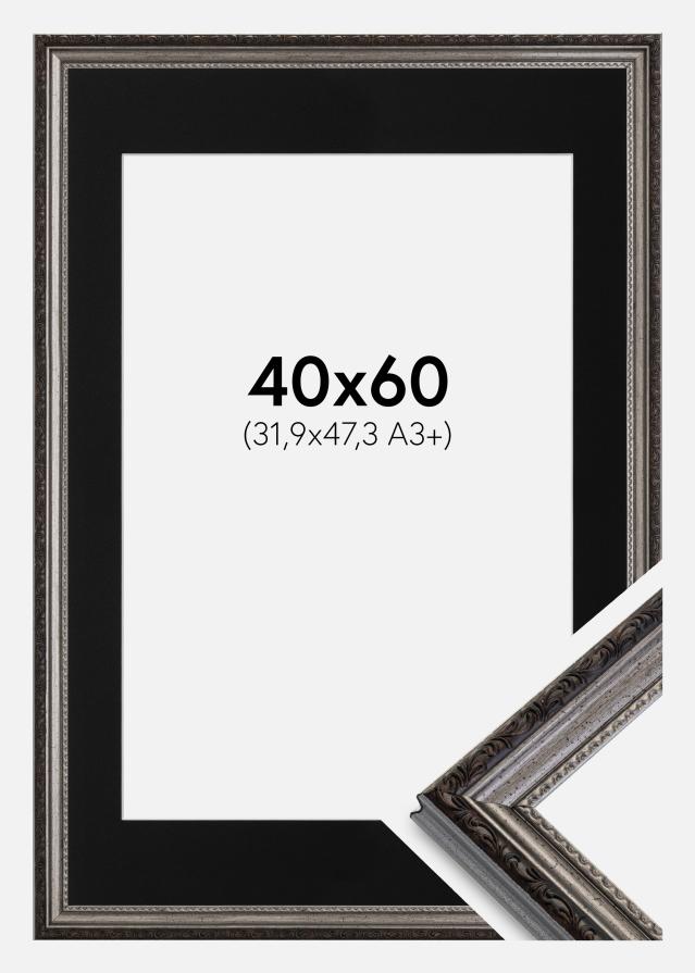 Cadre Abisko Argent 40x60 cm - Passe-partout Noir 32,9x48,3 cm